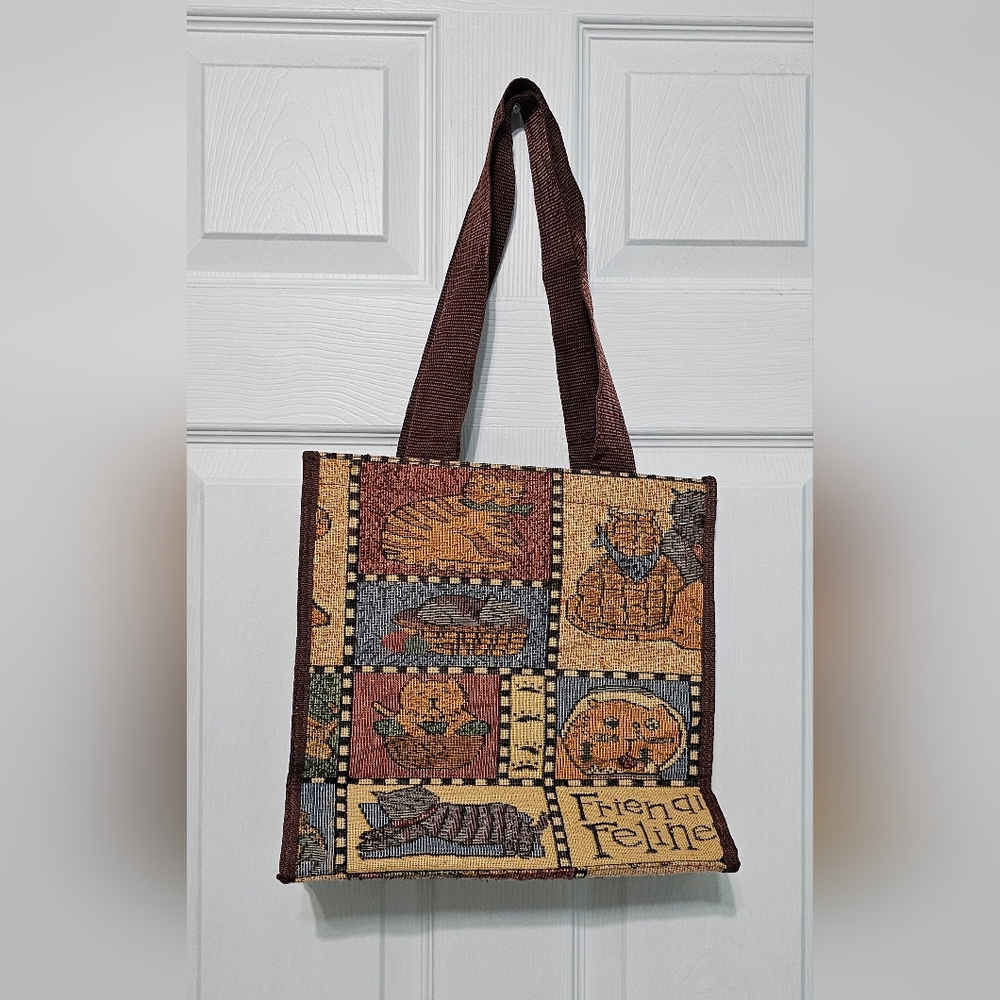 Vintage Cat Tapestry Tote Bag